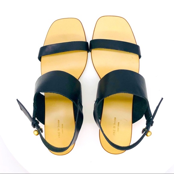Rag & Bone Leather Square Toe Wood Heel City Sandals 7.5 NWT - Picture 5 of 13
